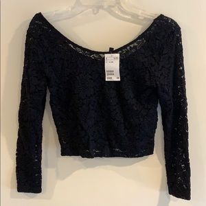 Off the shoulder Lace, long sleeved crop top